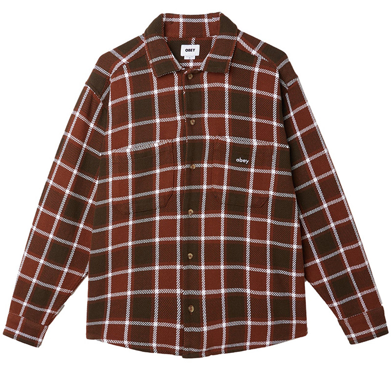 Obey Bigwig Micro Plaid Woven Longsleeve Shirt Sepia Obey Bigwig Micro Plaid Woven Longsleeve Shirt Sepia
