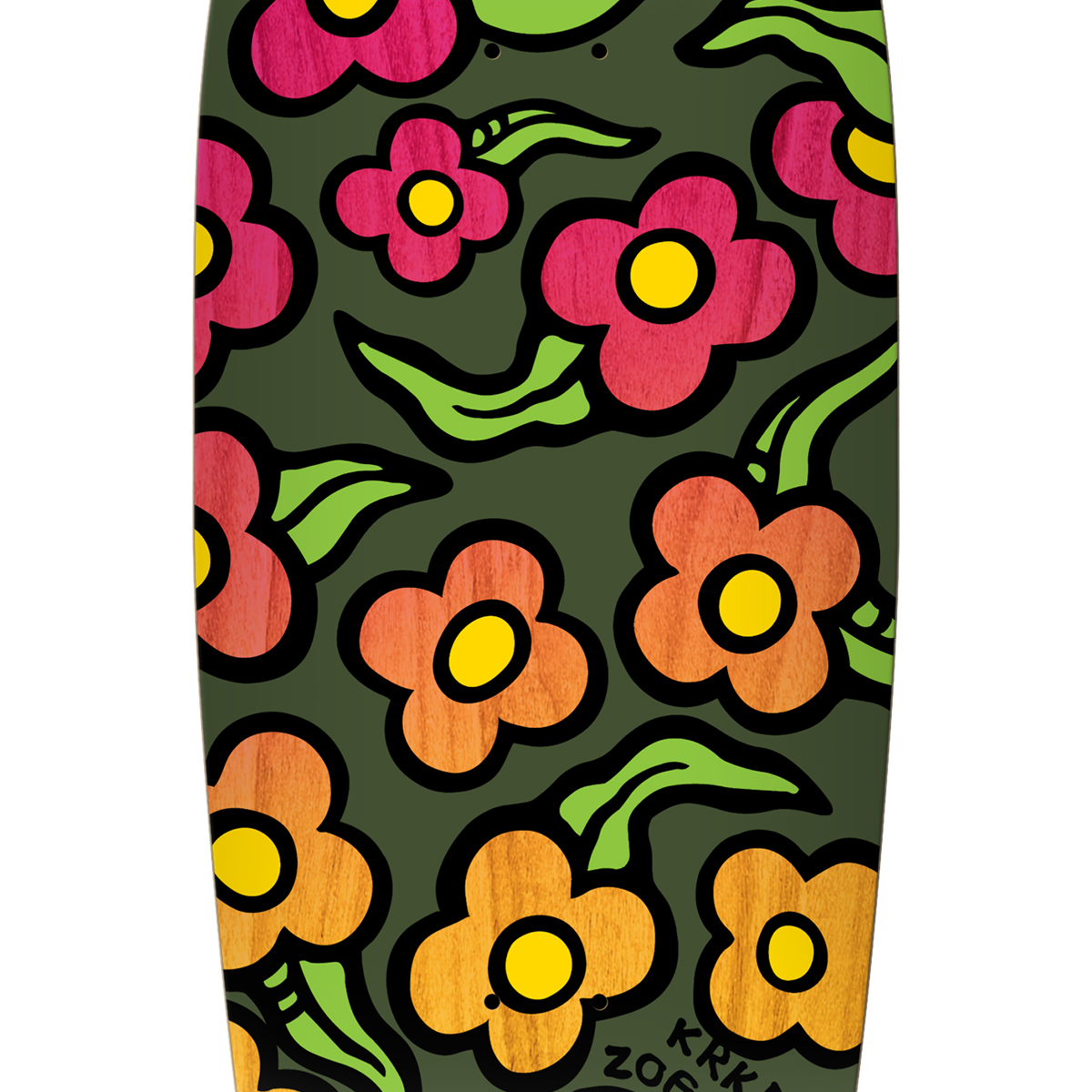 Krooked Team Zogger Widstyle Flowers Skateboard Deck 10.75