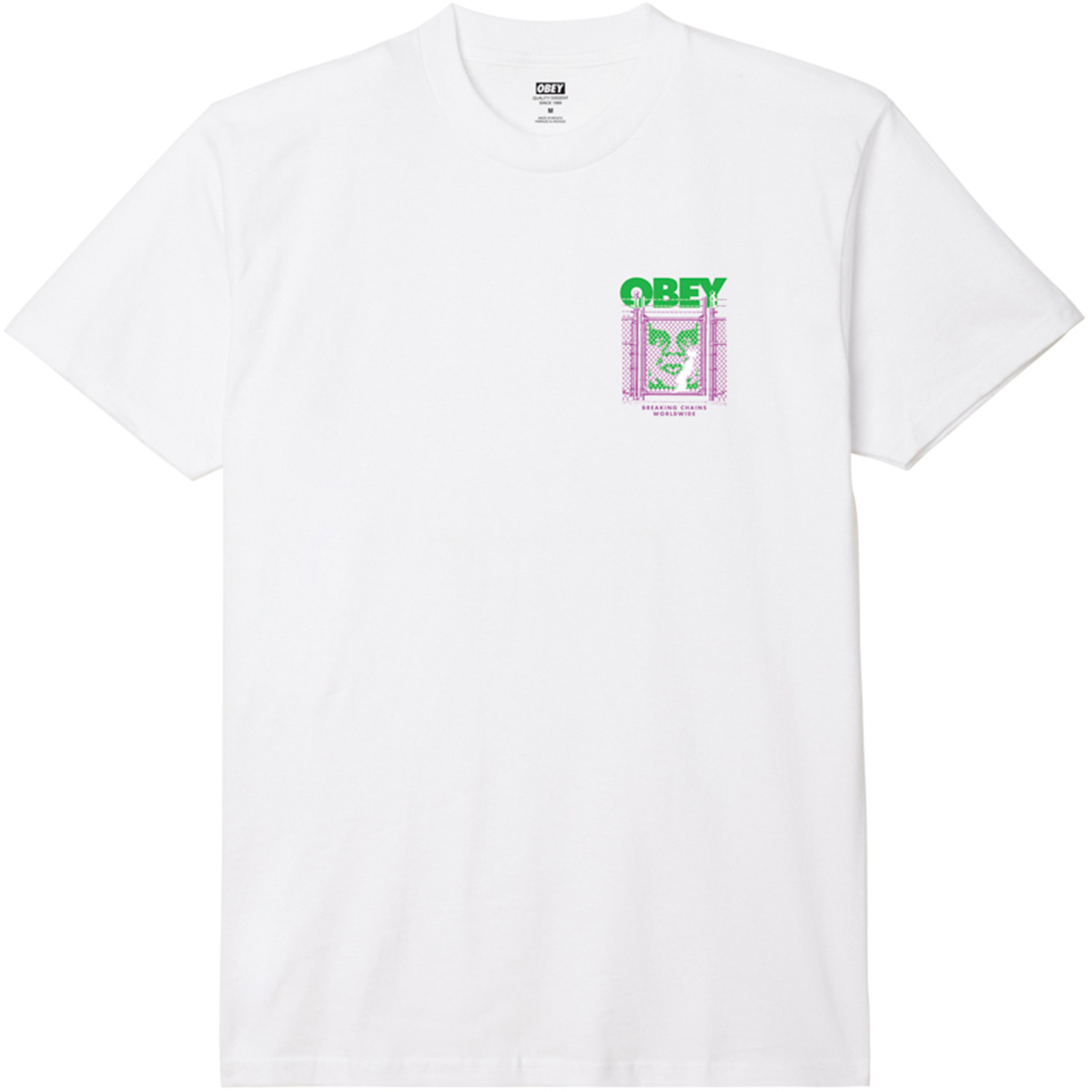 Obey Chain Link Fence Icon T-Shirt White Obey Chain Link Fence Icon T-Shirt White
