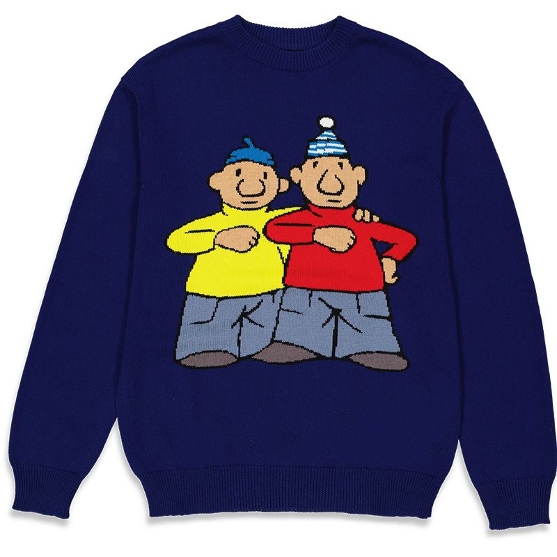 Loose x Pat & Mat Intarsia Knitted Sweater Navy Blue Loose x Pat & Mat Intarsia Knitted Sweater Navy Blue
