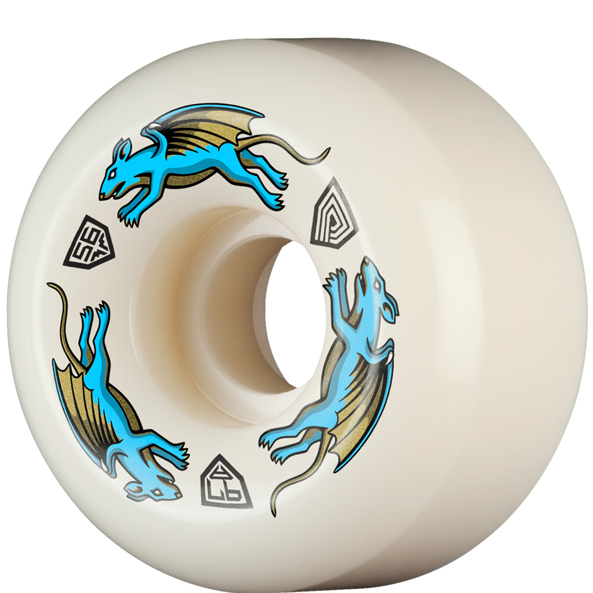 Powell Peralta Dragon Form Nano Rat AV6 Wheels White/Blue 97A 56mm x 36mm