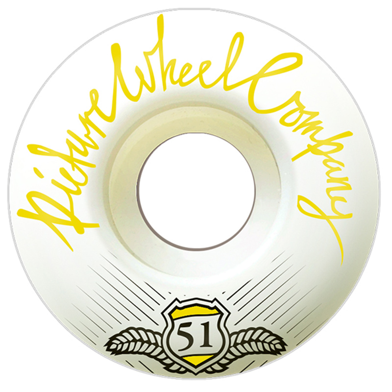 Picture Wheel Co POP White Background Yellow Classic Shape Wheels 99A 51mm