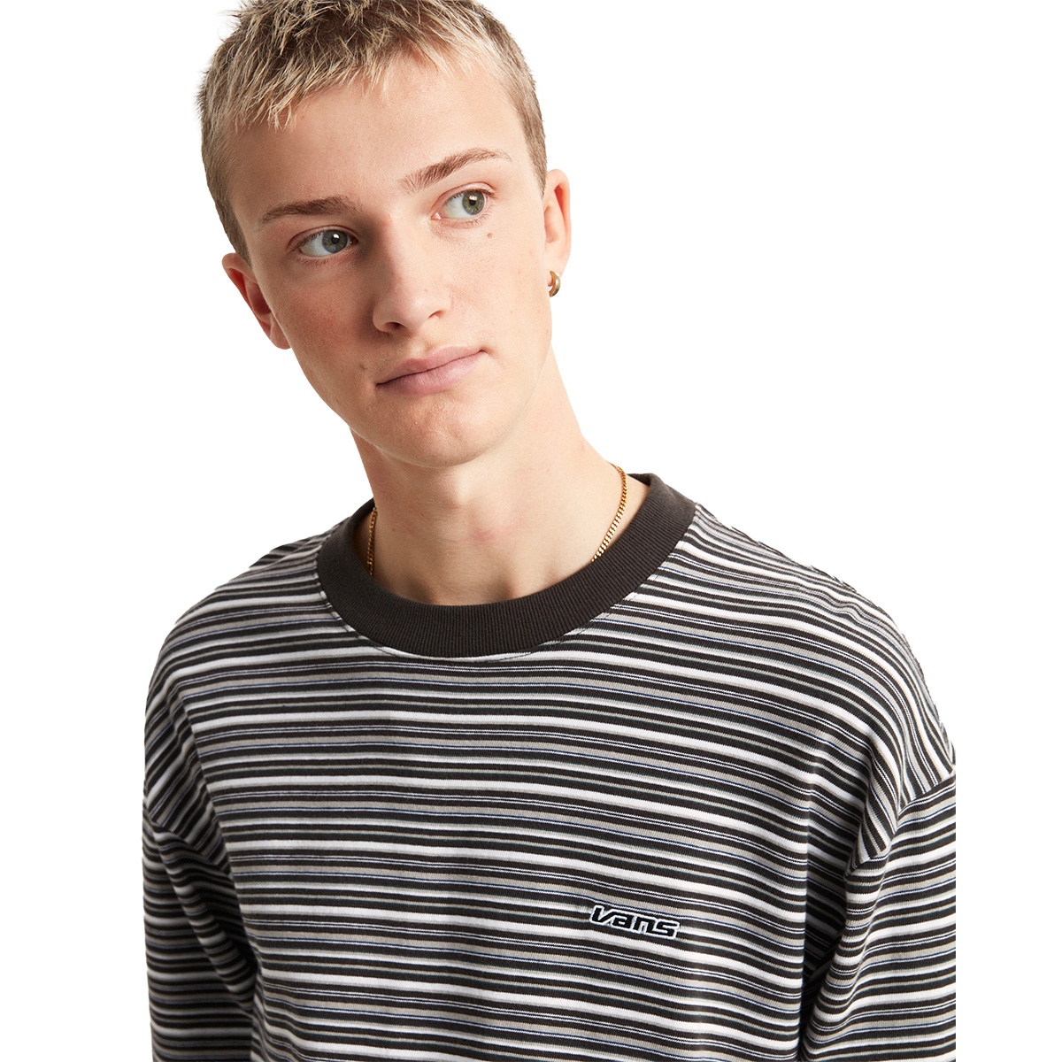 Vans Wesley Stripe Longsleeve T-Shirt Faded Black/Drizzle
