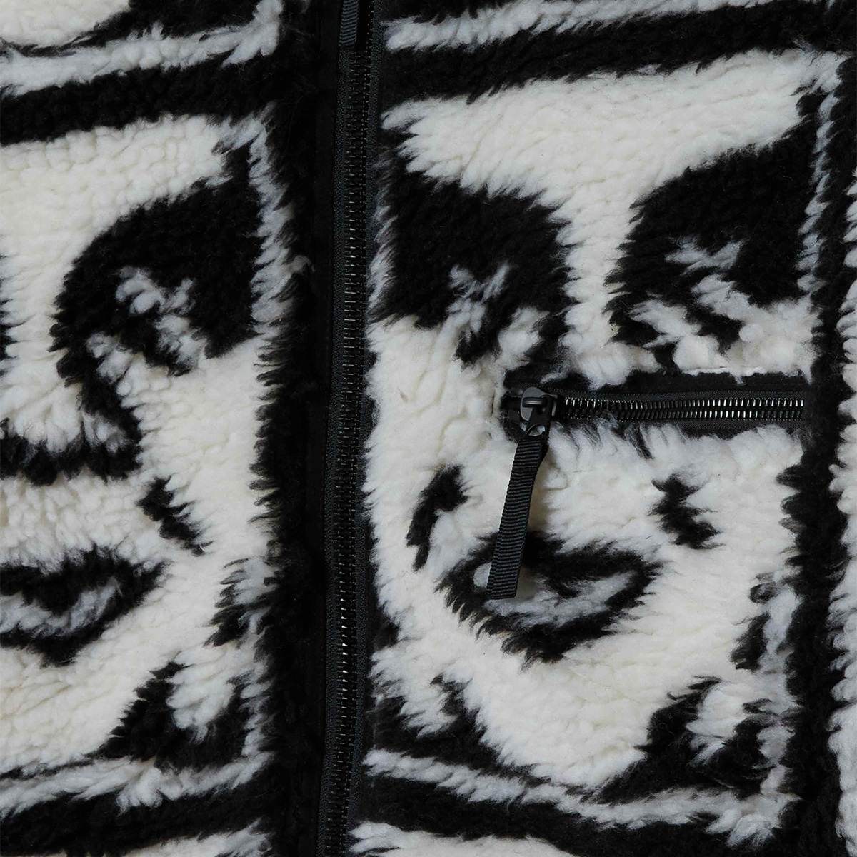 Obey Repeated Icon Sherpa Jacket Black