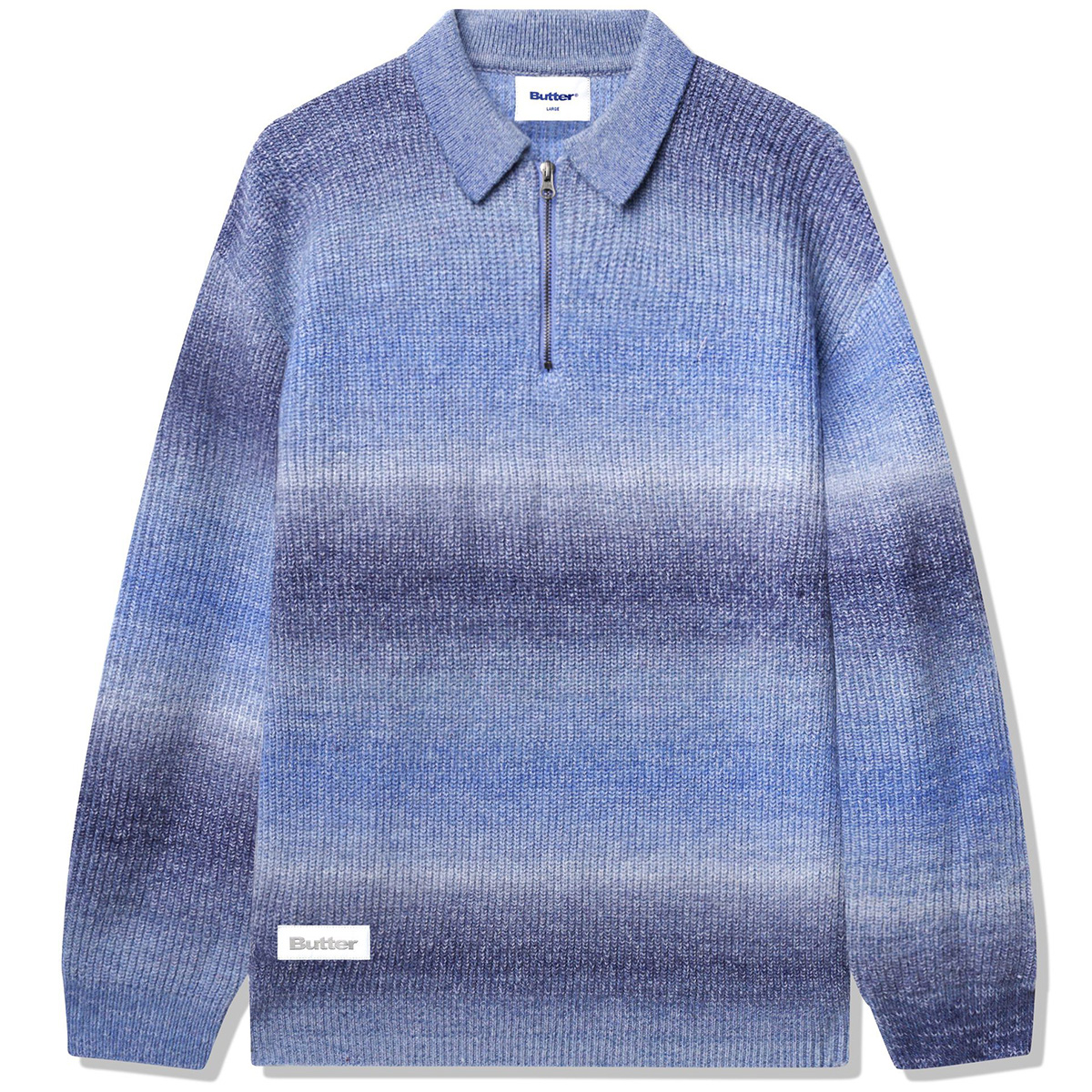 Butter Goods Beams 1/4 Zip Knit Polo Blue Butter Goods Beams 1/4 Zip Knit Polo Blue