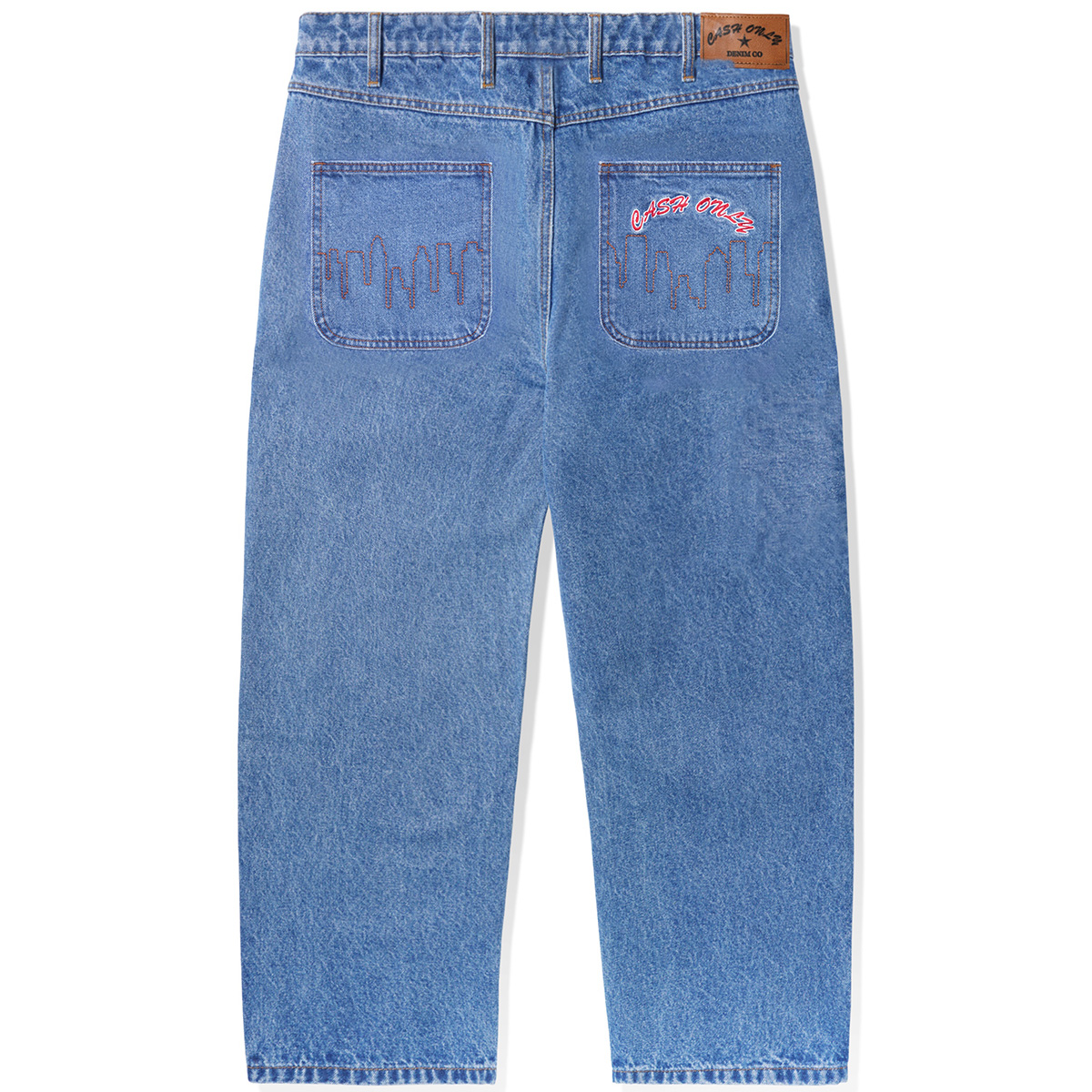 Cash Only Logo Baggy Denim Jeans Washed Indigo Cash Only Logo Baggy Denim Jeans Washed Indigo