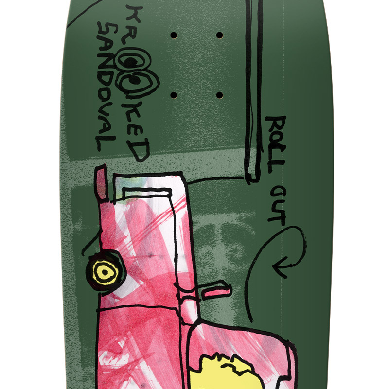 Krooked Sandoval Roll Out Skateboard Deck Green 9.81 Krooked Sandoval Roll Out Skateboard Deck Green 9.81