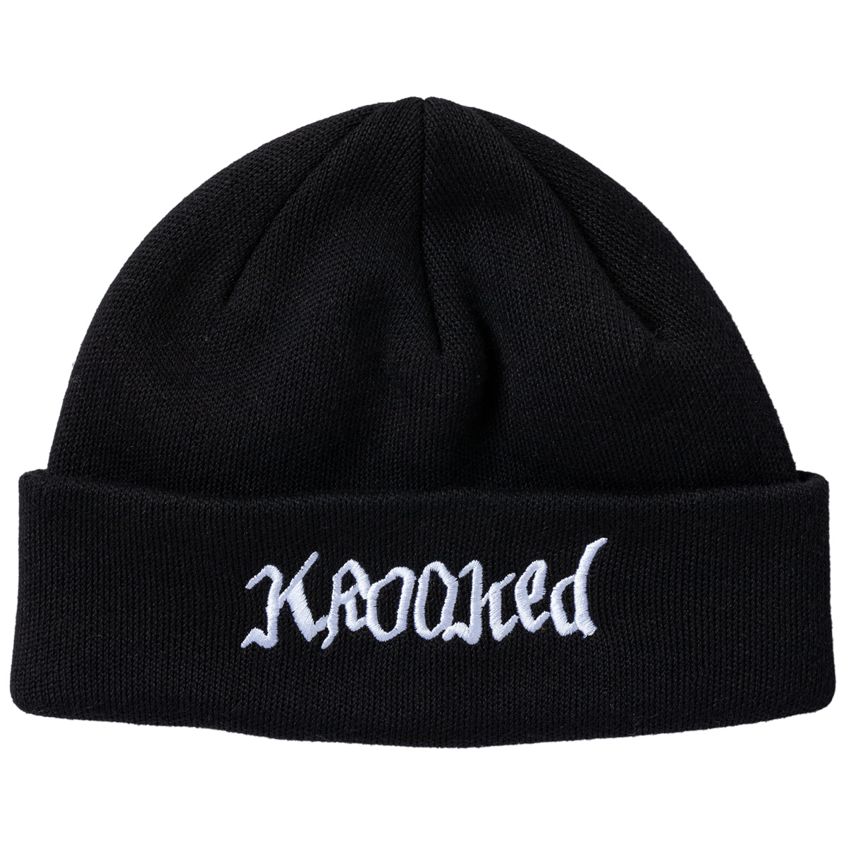 Krooked Cuff Beanie Double Ok Script Black Krooked Cuff Beanie Double Ok Script Black