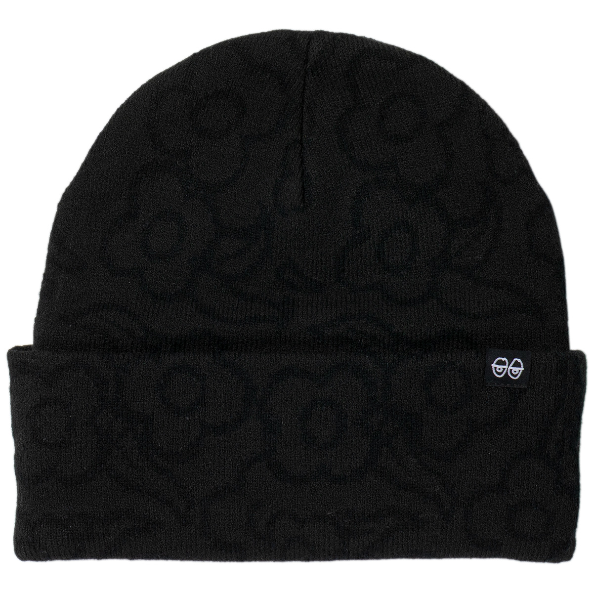 Krooked Flowers Eyes Clip Cuff Beanie Black