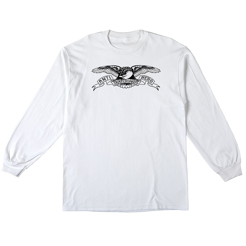 Anti Hero Basic Eagle Longsleeve T-Shirt White/Black Print Anti Hero Basic Eagle Longsleeve T-Shirt White/Black Print