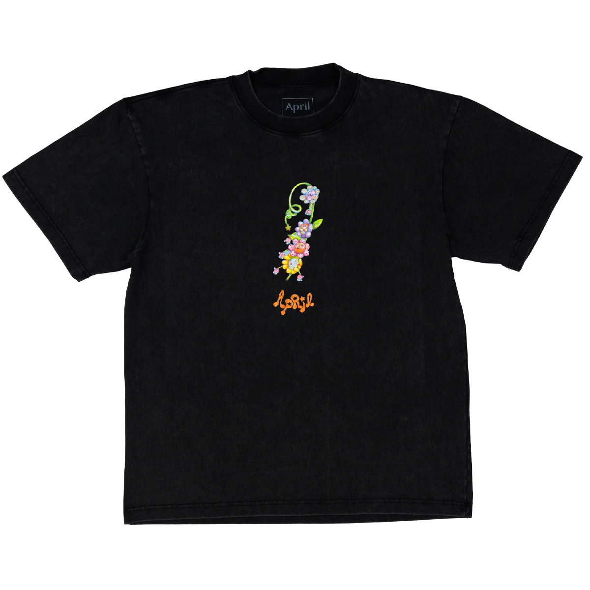 April Flower By Ema Gaspar T-Shirt Black
