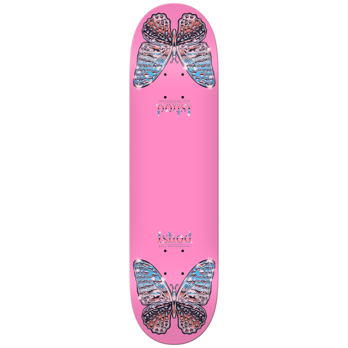 Real Ishod Wair Mariposa Chrome Twin Tail Skateboard Deck Pink 8.25