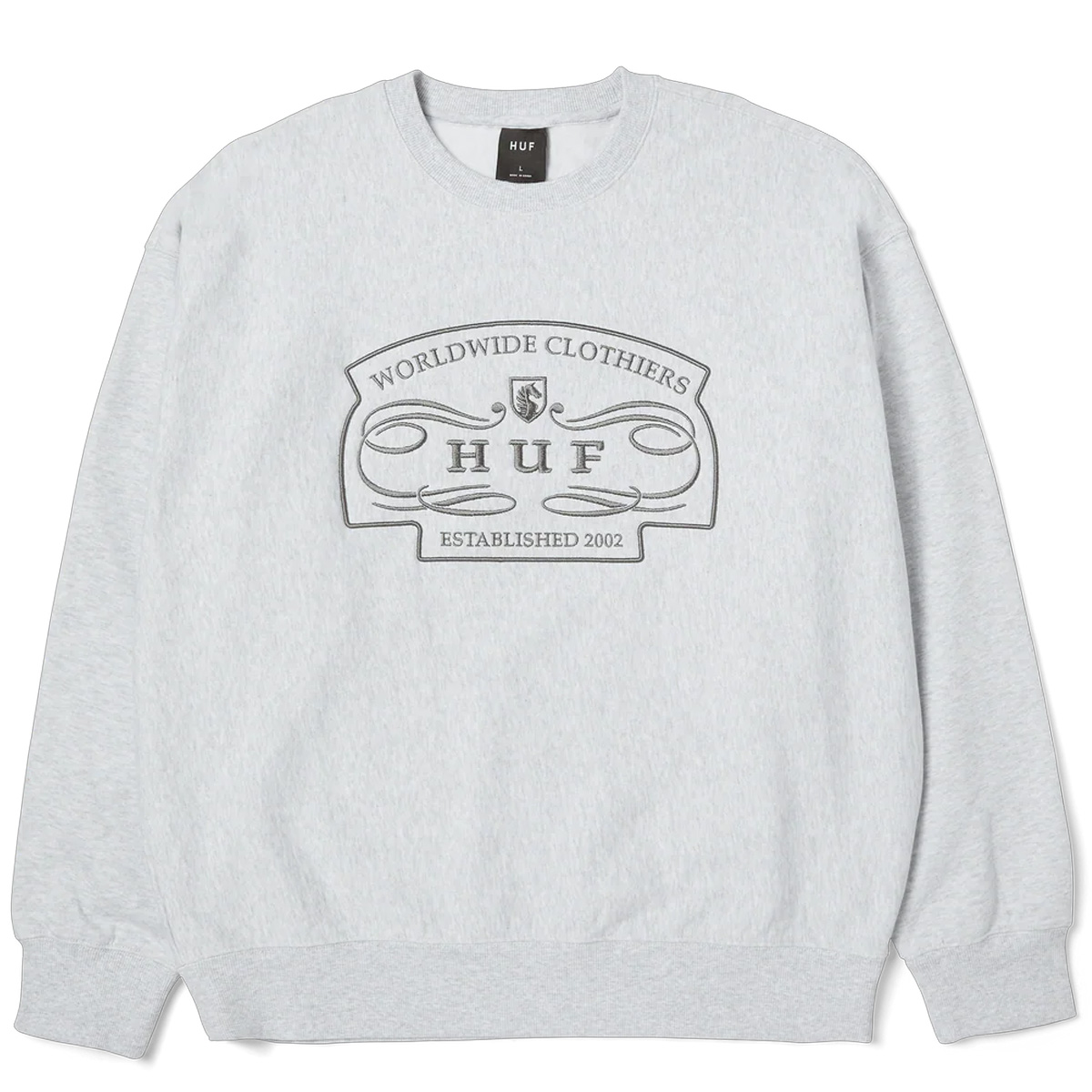 HUF Worldwide Clothiers Sweater Heather Grey HUF Worldwide Clothiers Sweater Heather Grey
