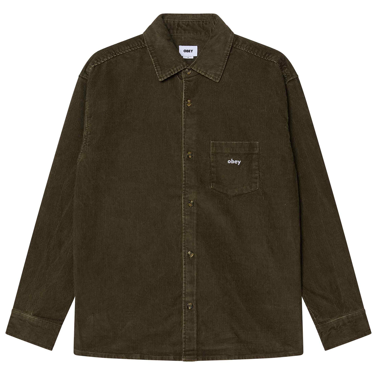 Obey Buckley Corduroy Woven Longsleeve Shirt Black Olive Faded Wash Obey Buckley Corduroy Woven Longsleeve Shirt Black Olive Faded Wash