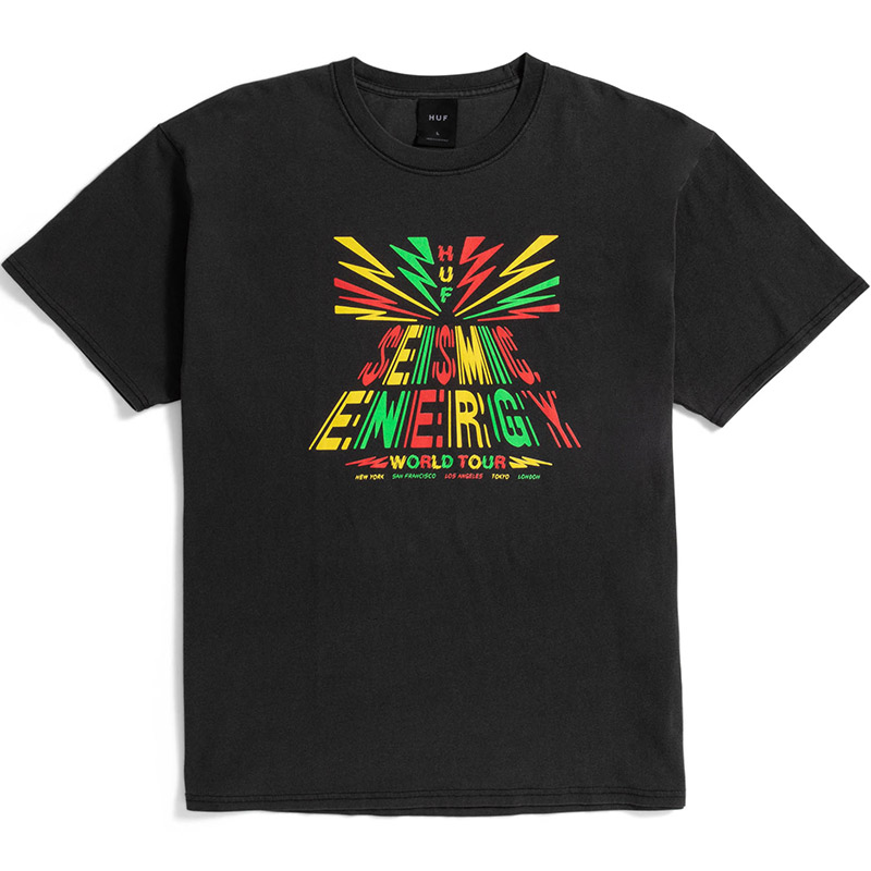HUF Seismic Bass Wash T-Shirt Washed Black HUF Seismic Bass Wash T-Shirt Washed Black