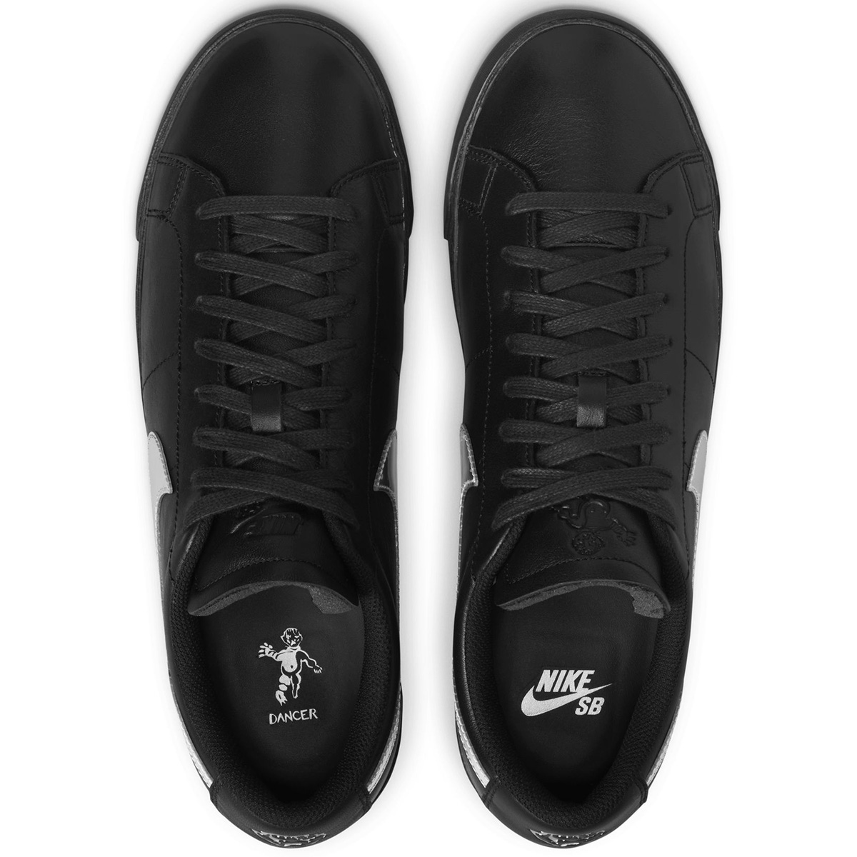 Nike SB Zoom Blazer Low x Dancer Skateboards Black/Metallic Silver-Black Nike SB Zoom Blazer Low x Dancer Skateboards Black/Metallic Silver-Black