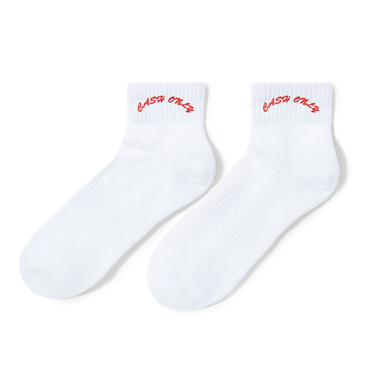 Cash Only Logo Ankle Socks White
