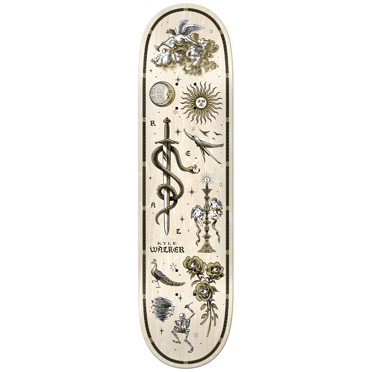 Real Kyle Engraved Skateboard Deck White 8.38