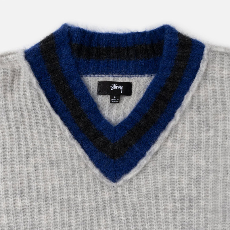Stussy Mohair Tennis Crewneck Sweater Ash Stussy Mohair Tennis Crewneck Sweater Ash