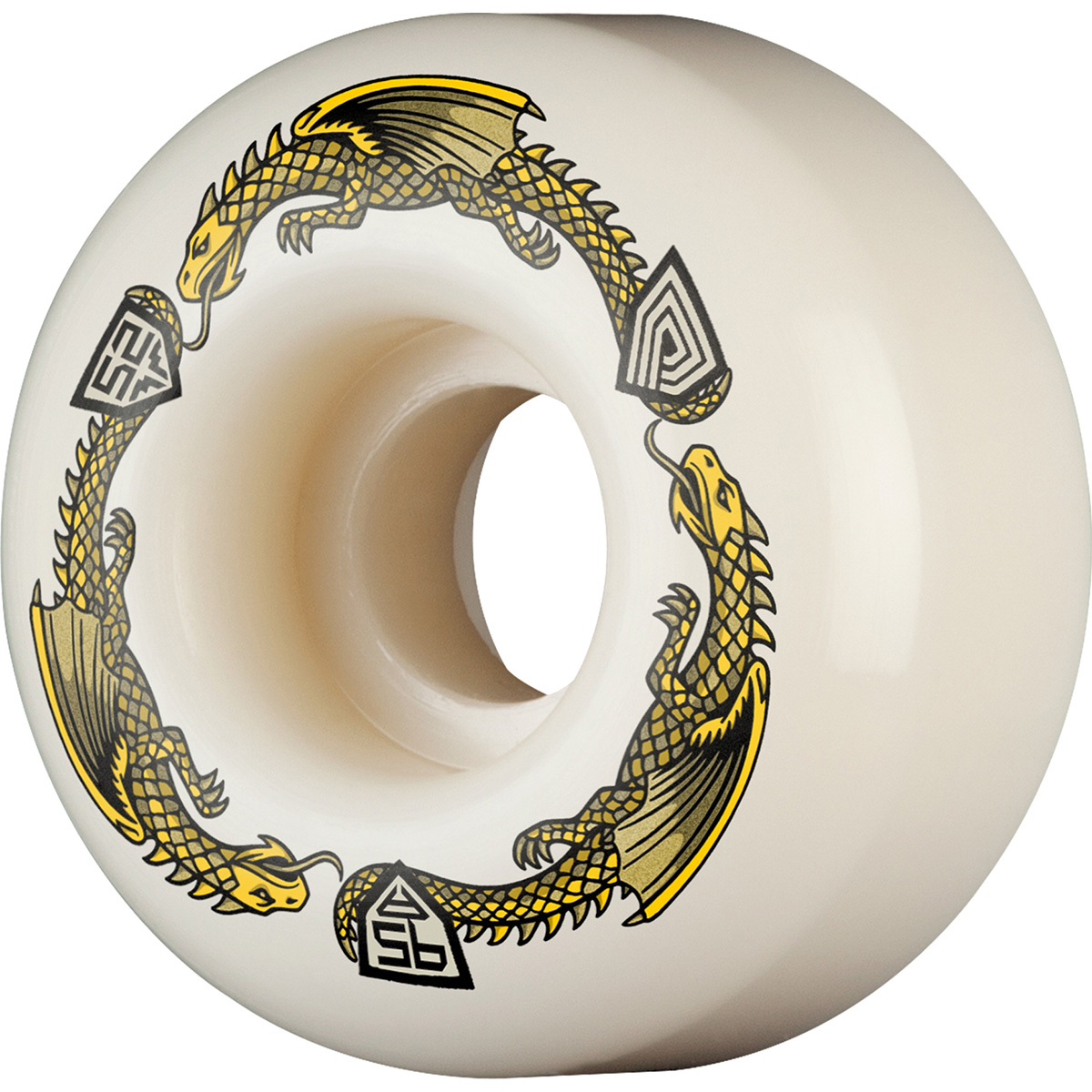 Powell Peralta Dragon Formula V1 Shape Wheels White/Yellow 95A 52mm x 31mm