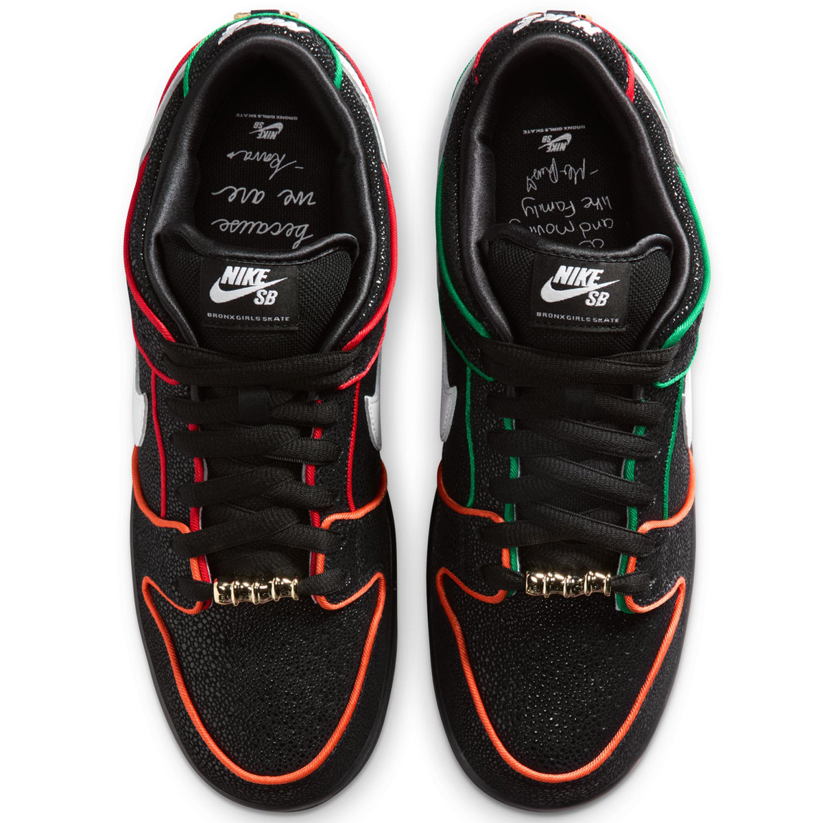 Nike SB Dunk Low Pro x Bronx Girls Skate Black/White-Challenge Red-Total Orange