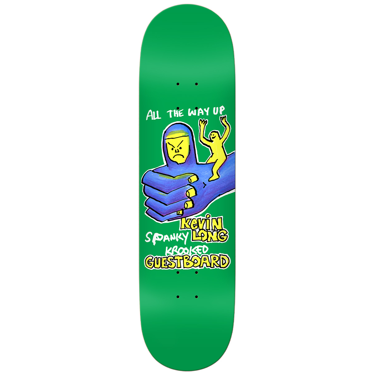 Krooked Spanky Guest Pro Skateboard Deck Green True Fit 8.25