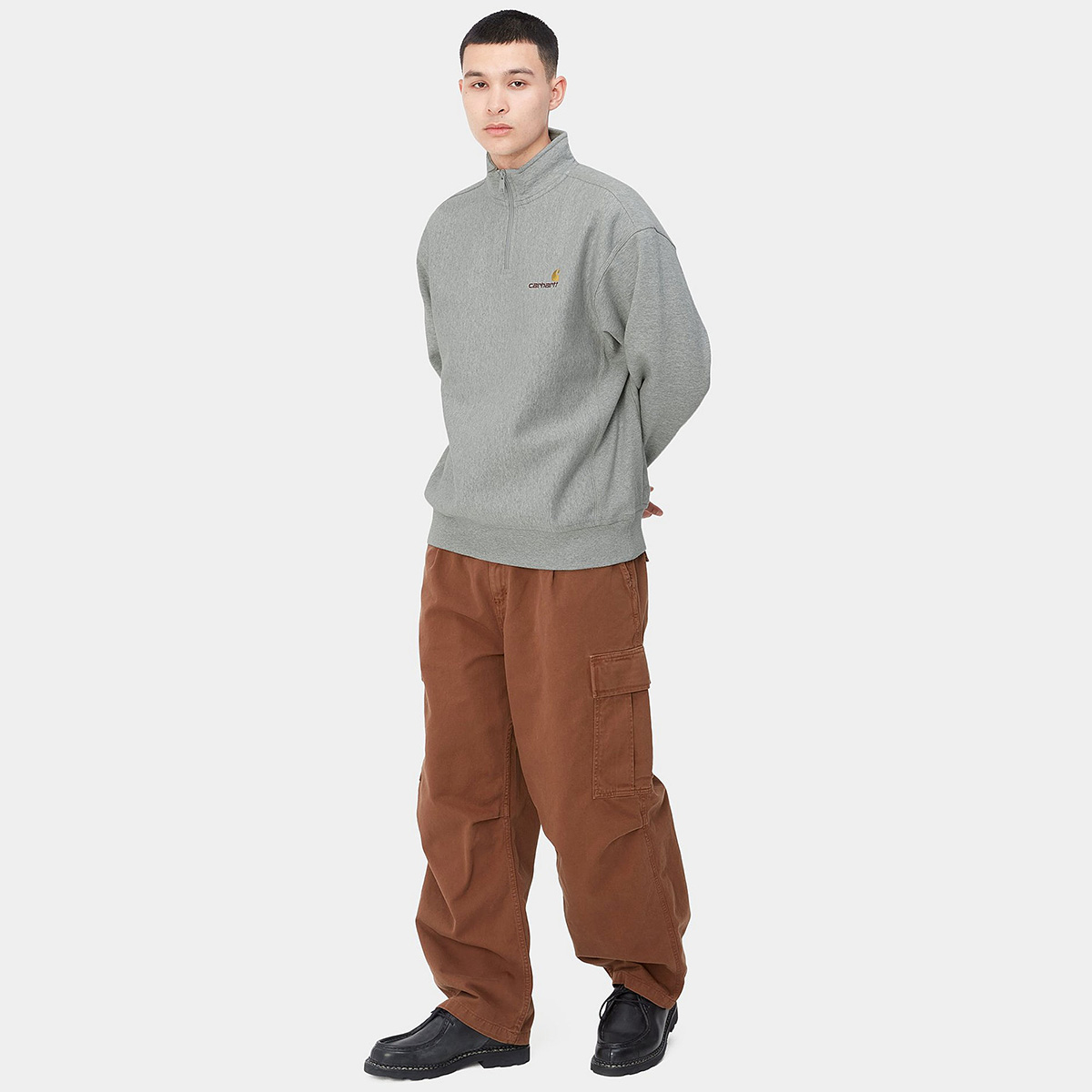 Carhartt WIP American Half Zip Sweater Grey Heather Carhartt WIP American Half Zip Sweater Grey Heather