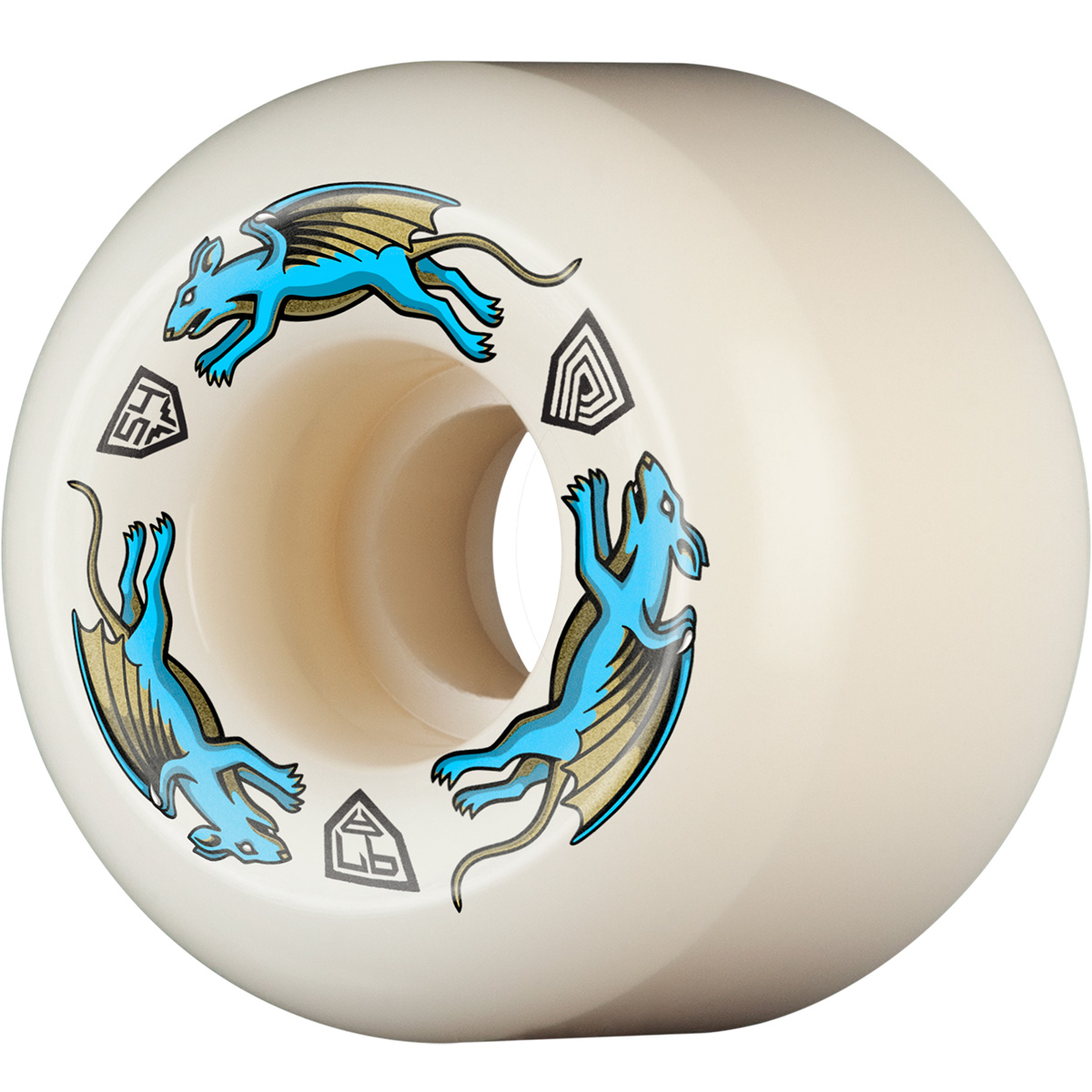 Powell Peralta Dragon Formula Nano Rat AA2 Shape Wheels White/Blue 97A 54mm x 39mm