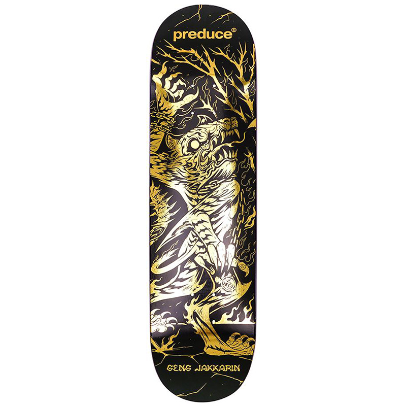 Preduce x Montemith Geng Jakkarin Mellow Concave Skateboard Deck Gold Foil 8.125