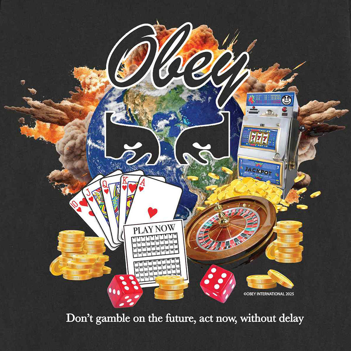 Obey Act Now T-Shirt Pigment Dusty Black Obey Act Now T-Shirt Pigment Dusty Black
