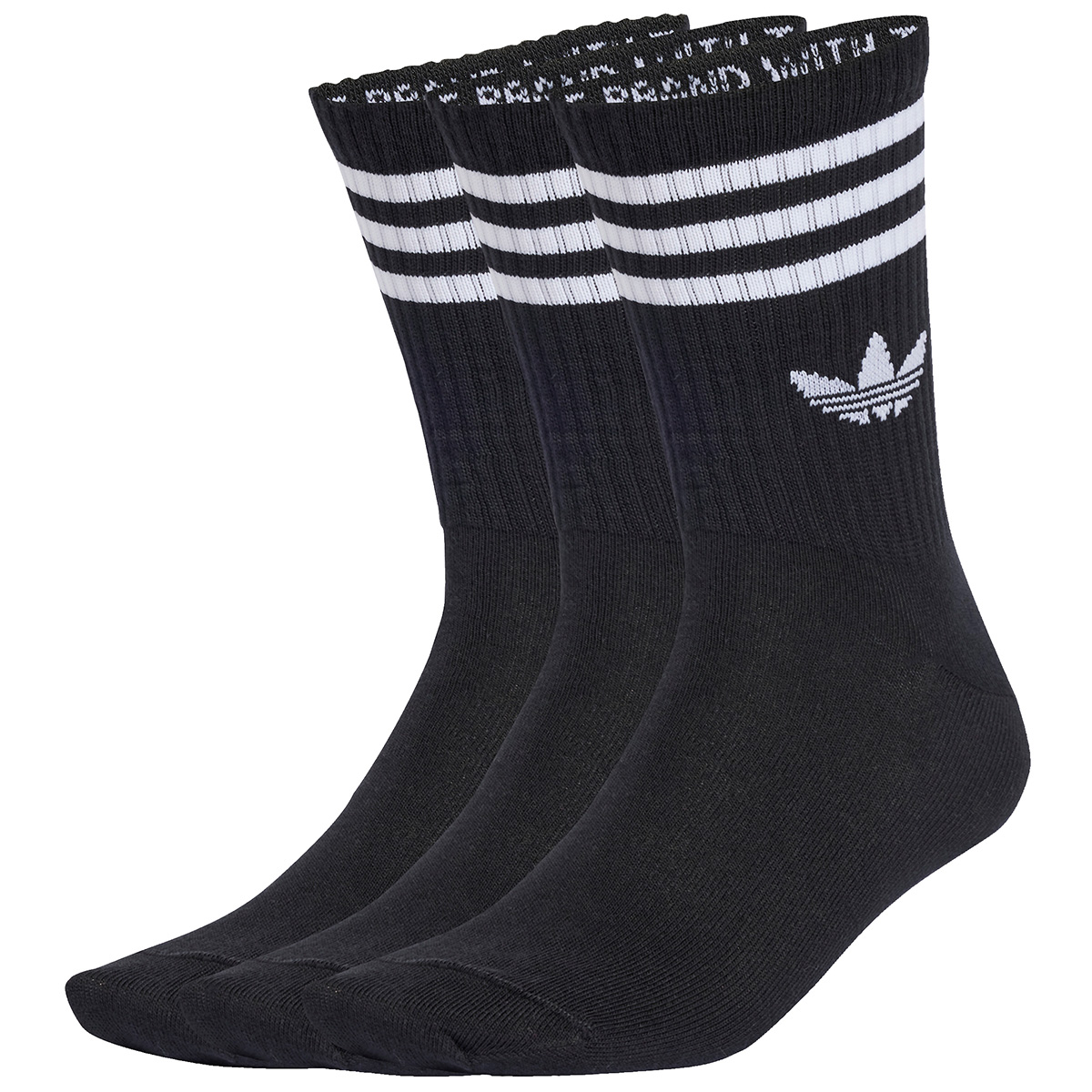 Adidas 3s Crew Socks 3 Pack Black/Black/Black