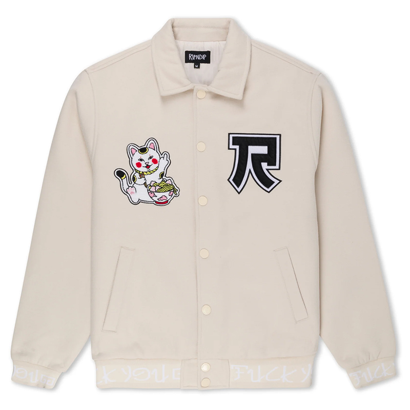 RIPNDIP Lucky Nerm Varsity Jacket Cream