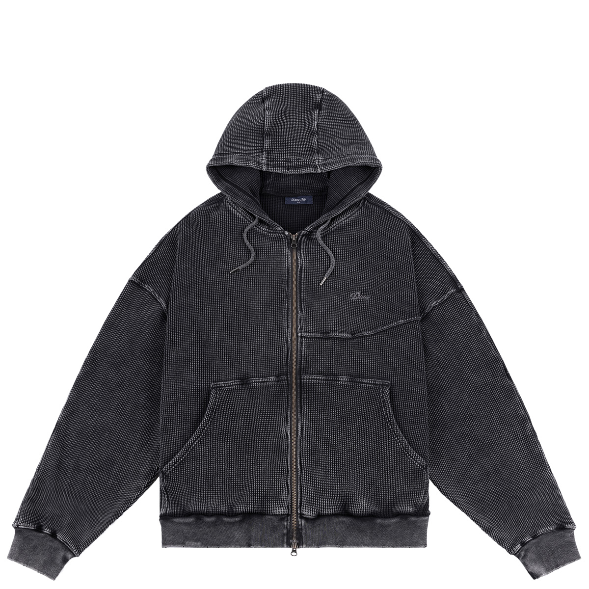 Dime Premium Waffle Zip Hooded Sweater Faded Black