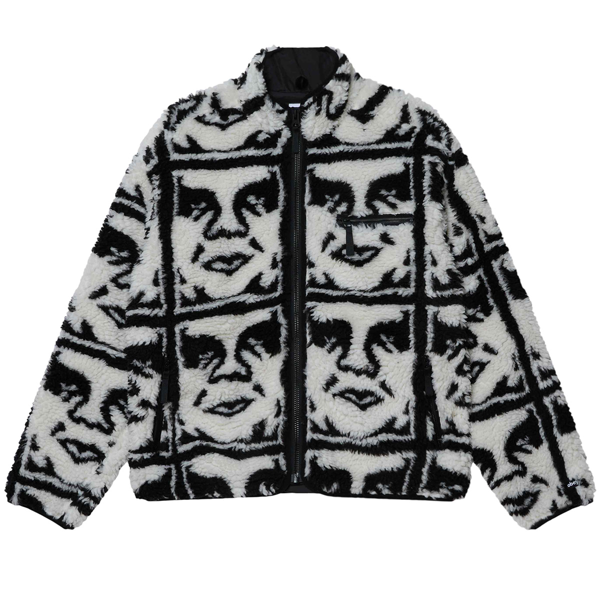 Obey Repeated Icon Sherpa Jacket Black Obey Repeated Icon Sherpa Jacket Black