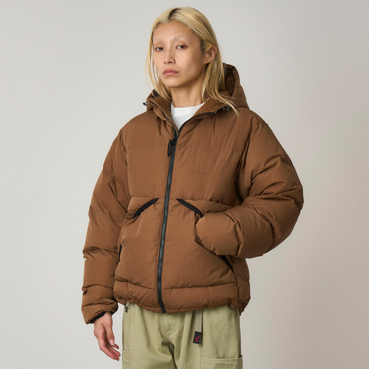 Gramicci Down Puffer Hooded Jacket Brown Gramicci Down Puffer Hooded Jacket Brown