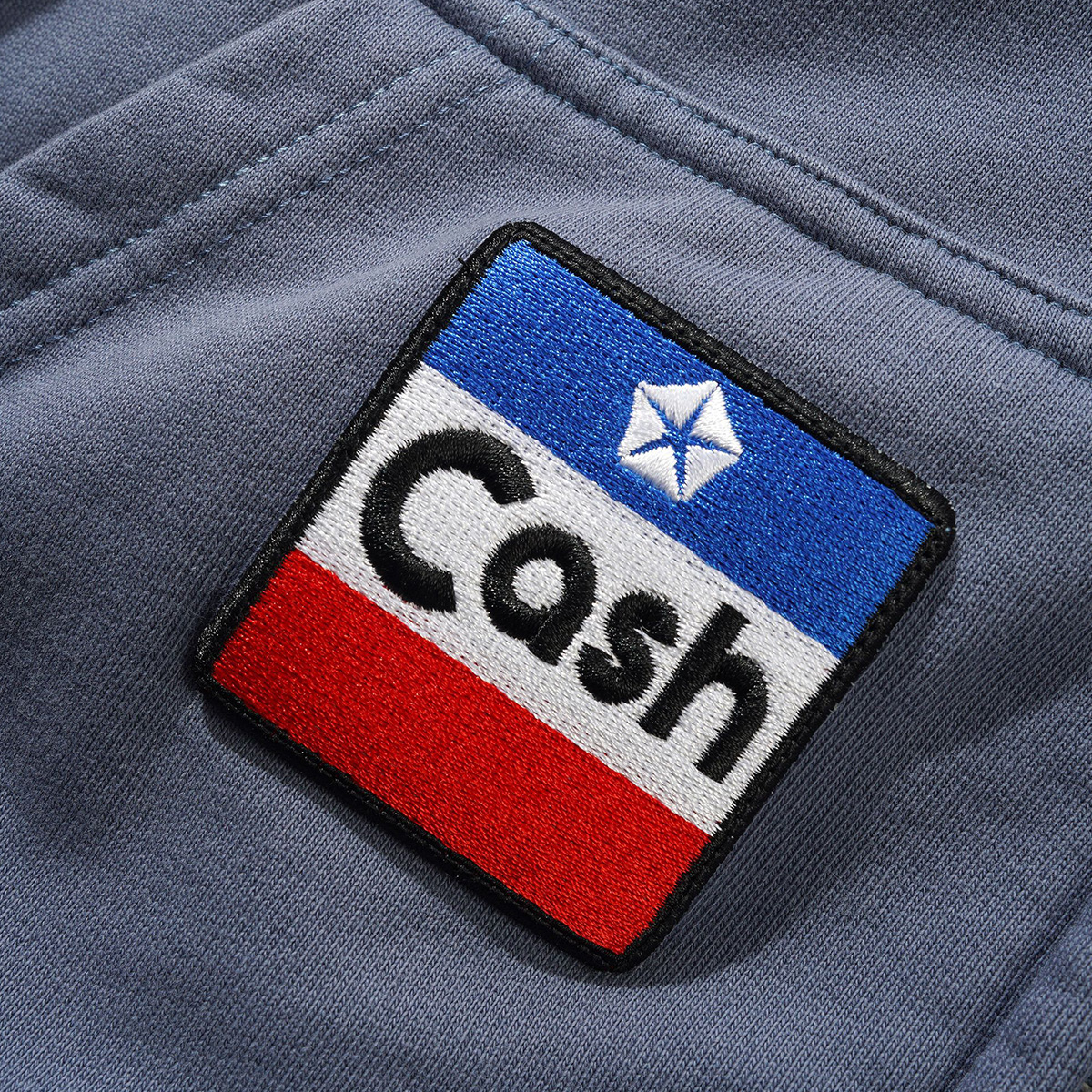 Cash Only Service Zip-Thru Hooded Sweater Washed Navy