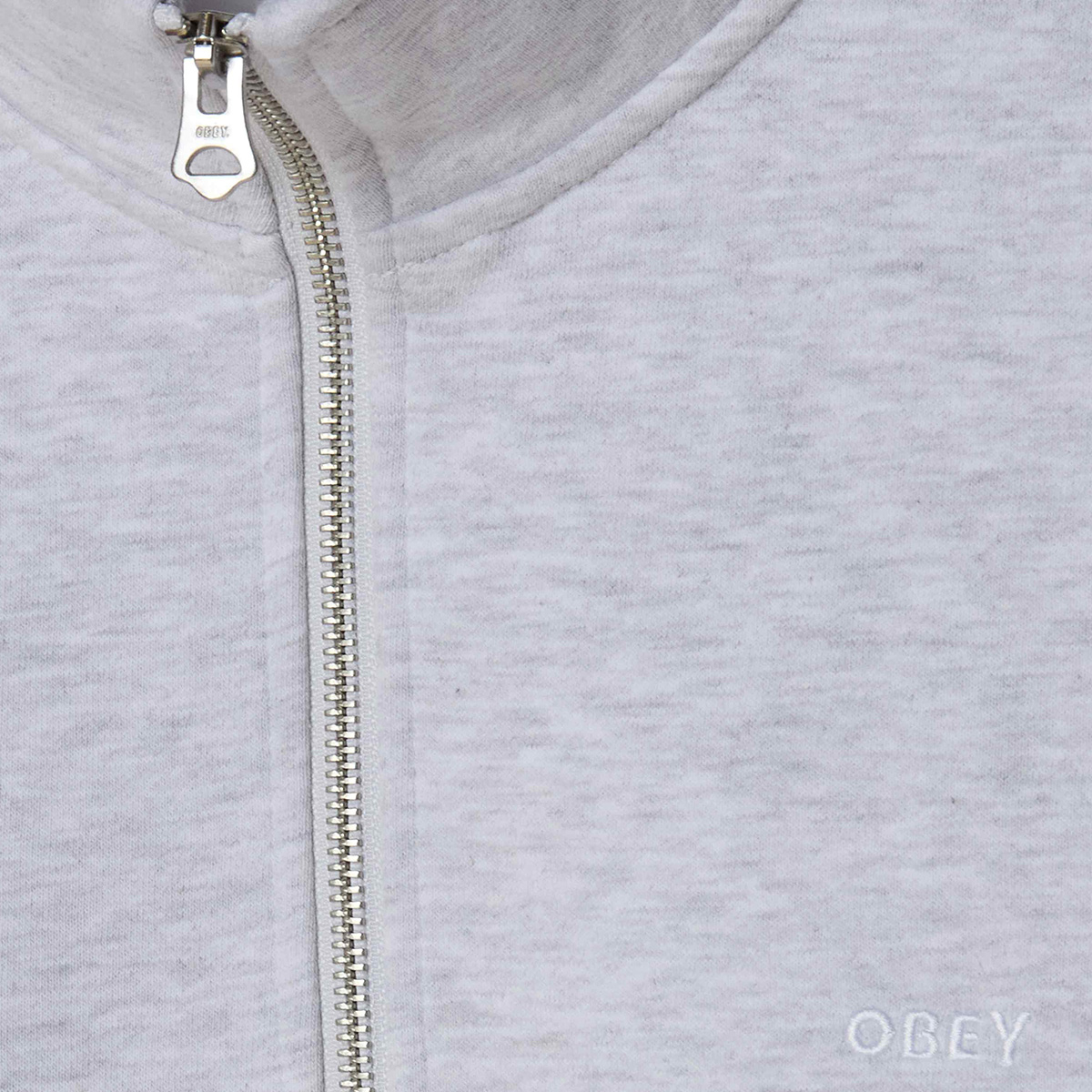 Obey Established Works Bold Mockneck Half Zip Sweater Ash Grey Obey Established Works Bold Mockneck Half Zip Sweater Ash Grey