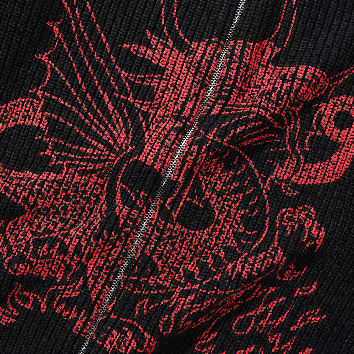 Butter Goods x Daniel Johnston Dragon Knit Zip-Thru Sweater Black/Red