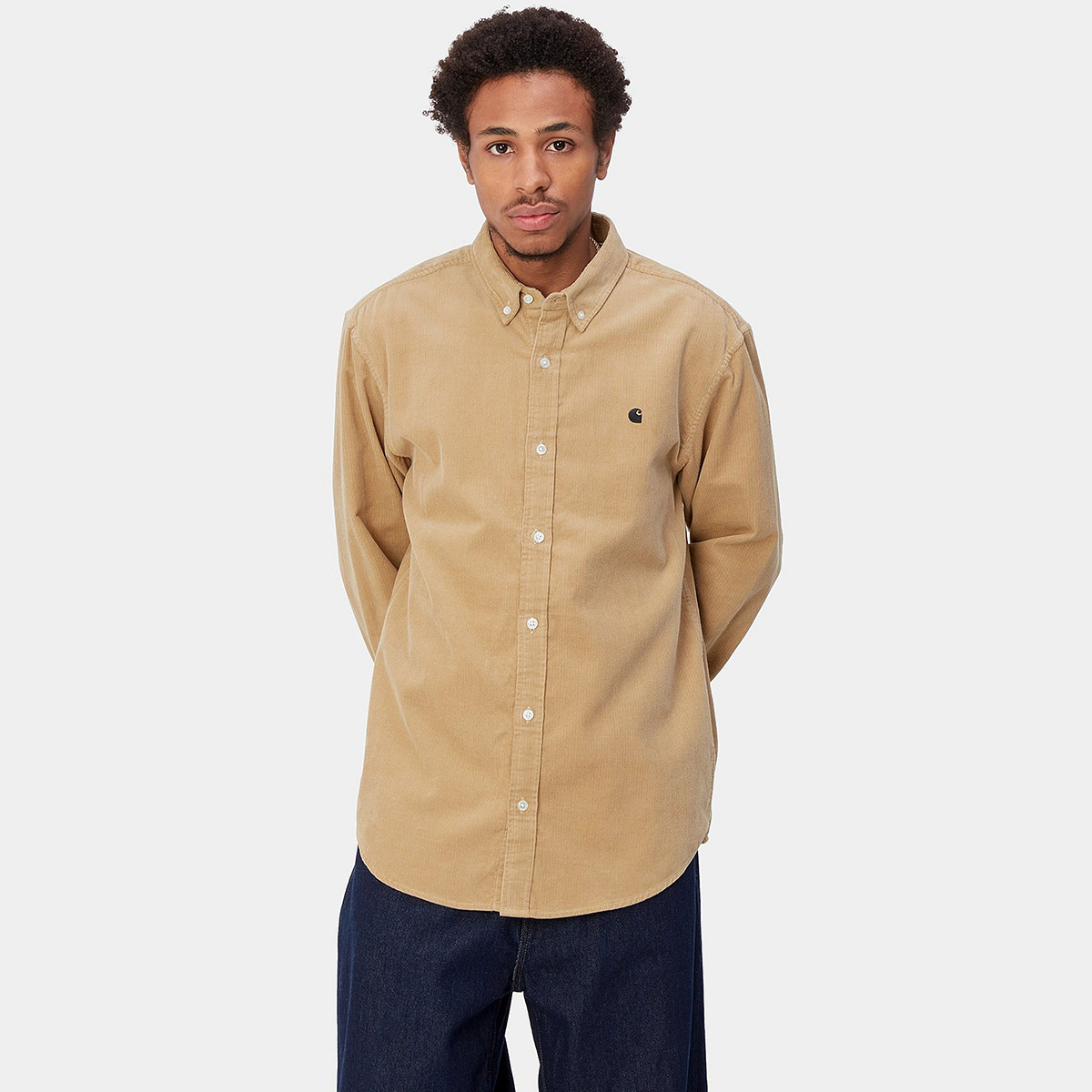 Carhartt WIP Madison Fine Cord Longsleeve Shirt Sable/Black Carhartt WIP Madison Fine Cord Longsleeve Shirt Sable/Black