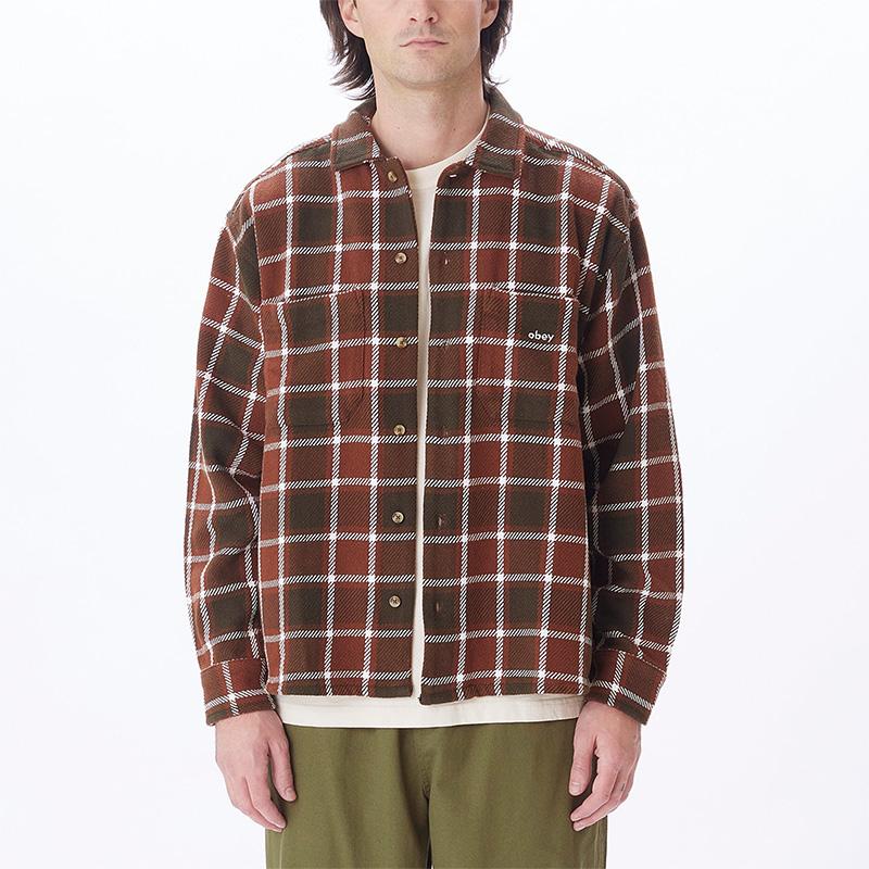 Obey Bigwig Micro Plaid Woven Longsleeve Shirt Sepia Obey Bigwig Micro Plaid Woven Longsleeve Shirt Sepia