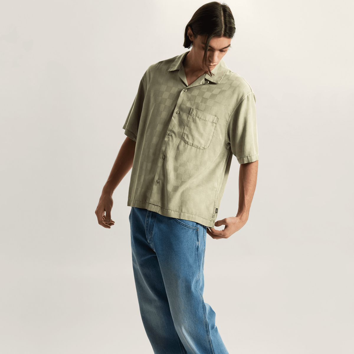 Vans Van Doren Tencel Check Camp Shirt Soft Sage
