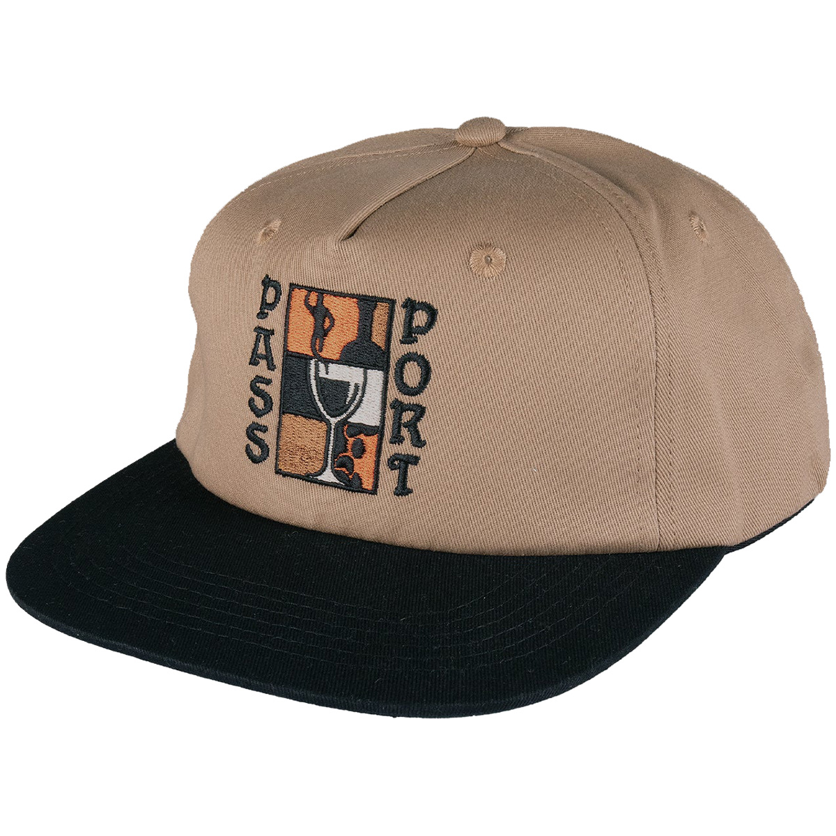 Pass Port Dine Em' Workers Cap Black/Sand Pass Port Dine Em' Workers Cap Black/Sand