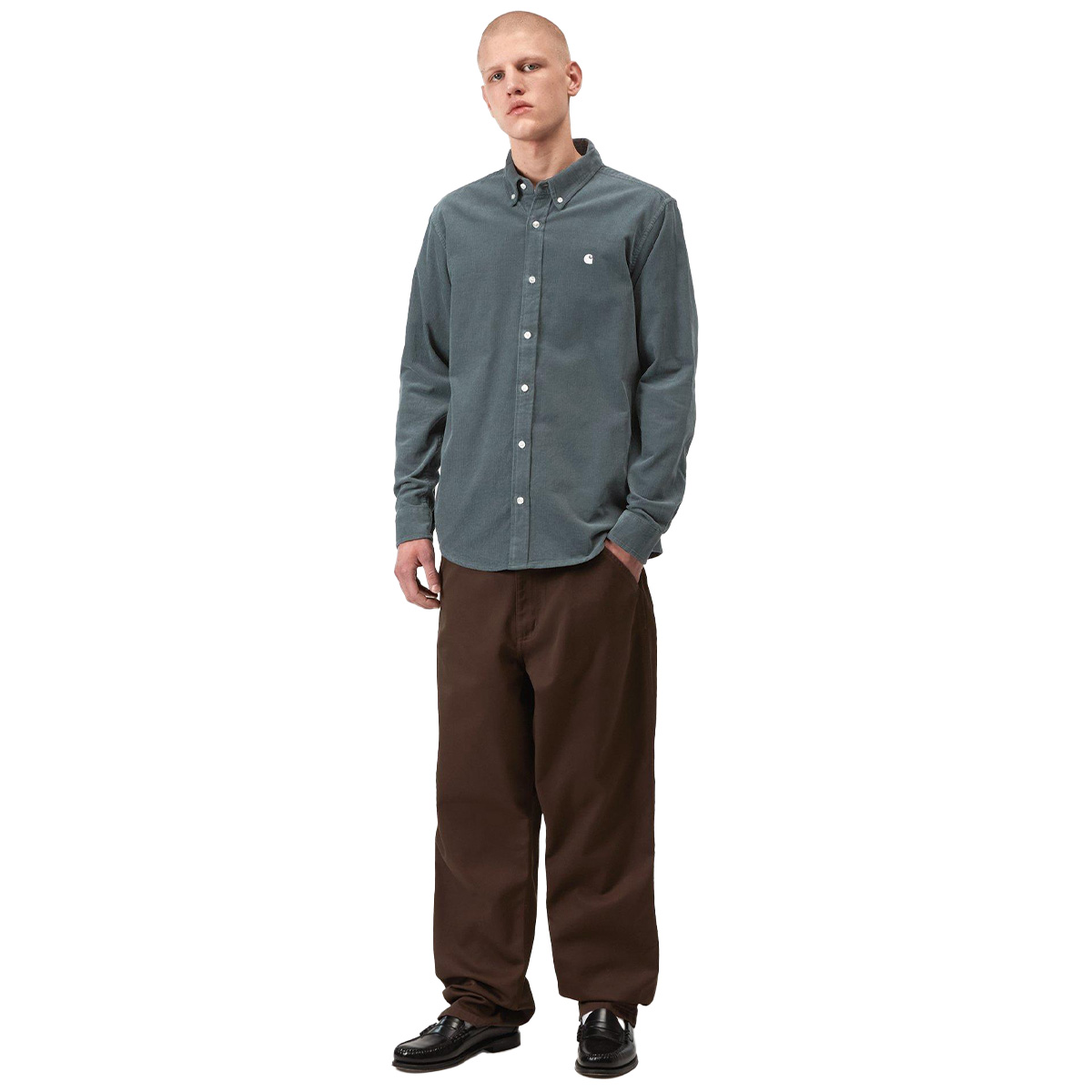 Carhartt WIP Madison Longsleeve Fine Cord Shirt Cozy Blue/Wax