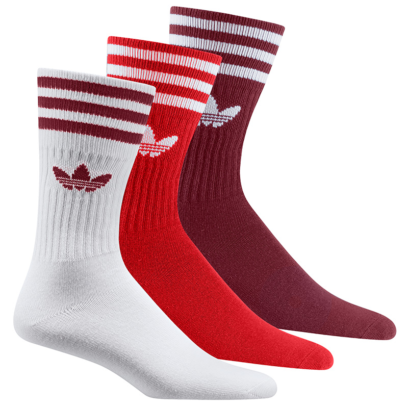 adidas Solid Crew Socks White/Cburgu/Red 3-Pack adidas Solid Crew Socks White/Cburgu/Red 3-Pack