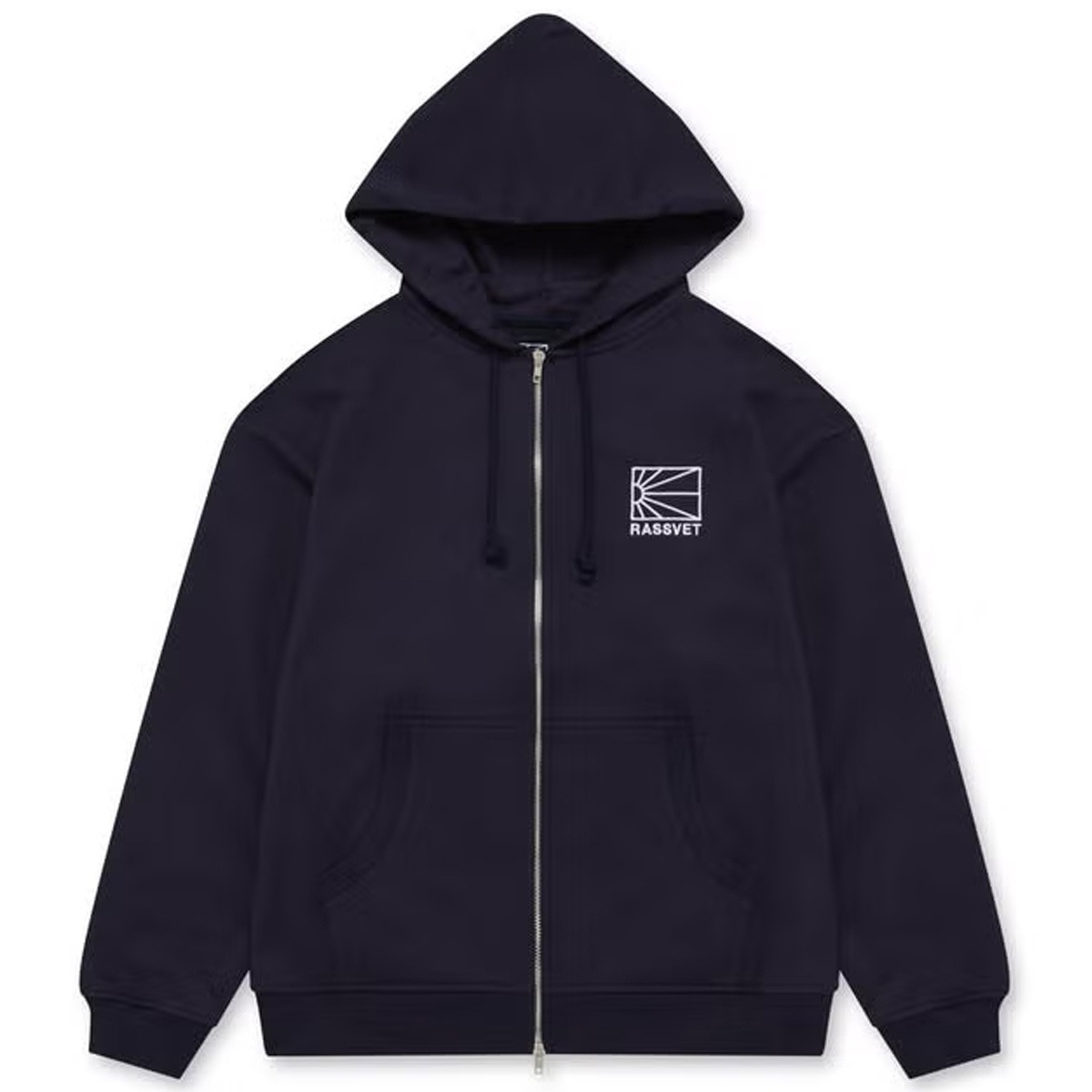 Rassvet Logo Zip Knit Hooded Sweater Navy