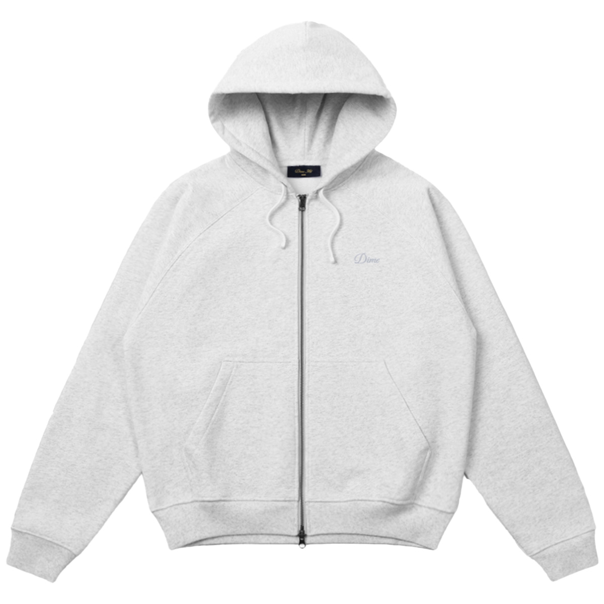 Dime Cursive Small Logo Zip Hooded Sweater Ash