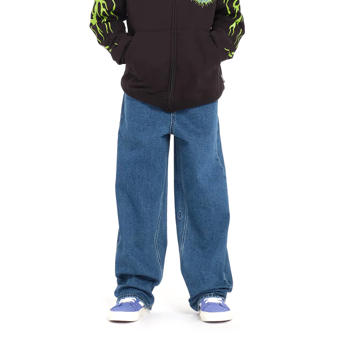 Volcom Kids Freazy Loose Denim Pants Washed Blue