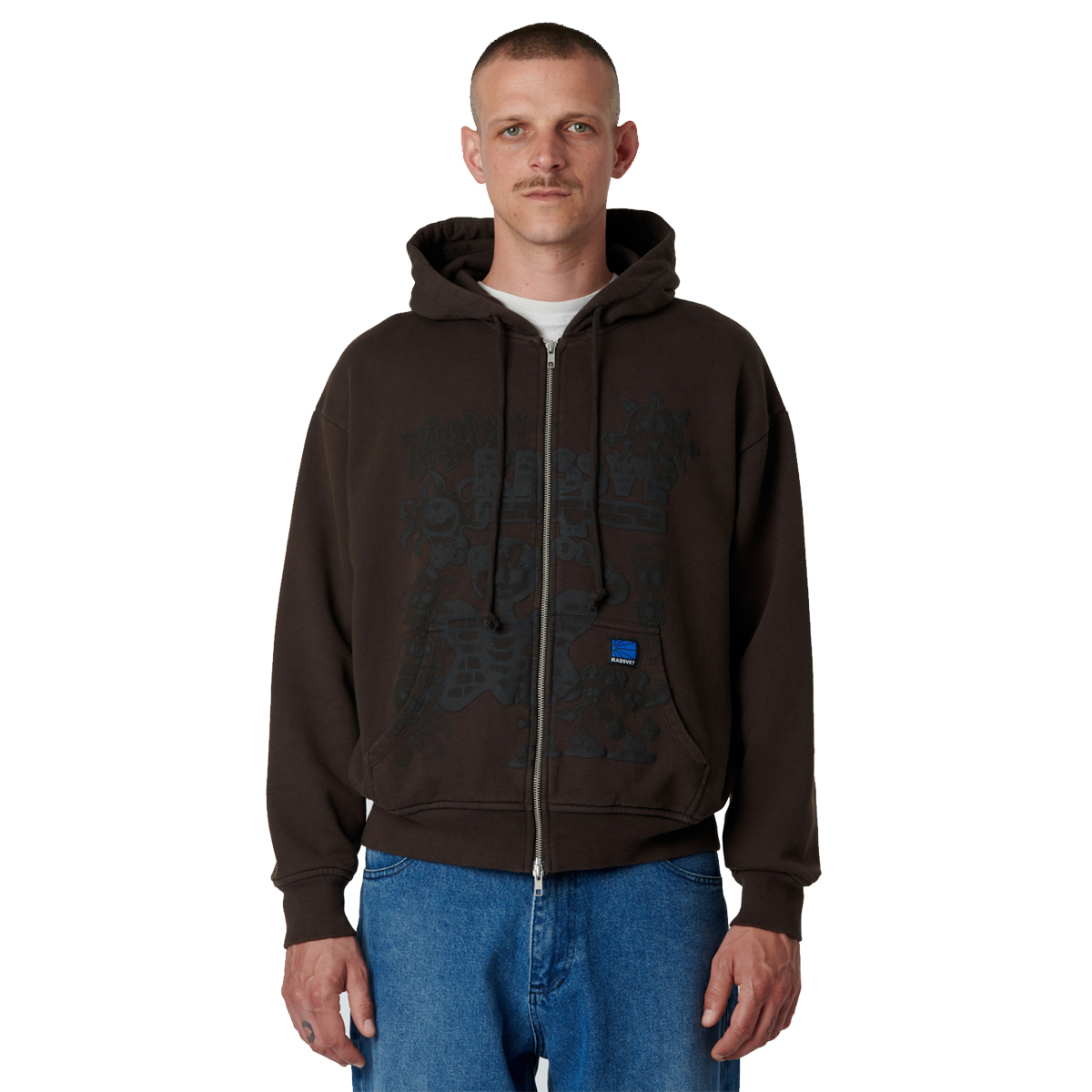 Rassvet Collage Zip Hooded Sweater Knit Brown