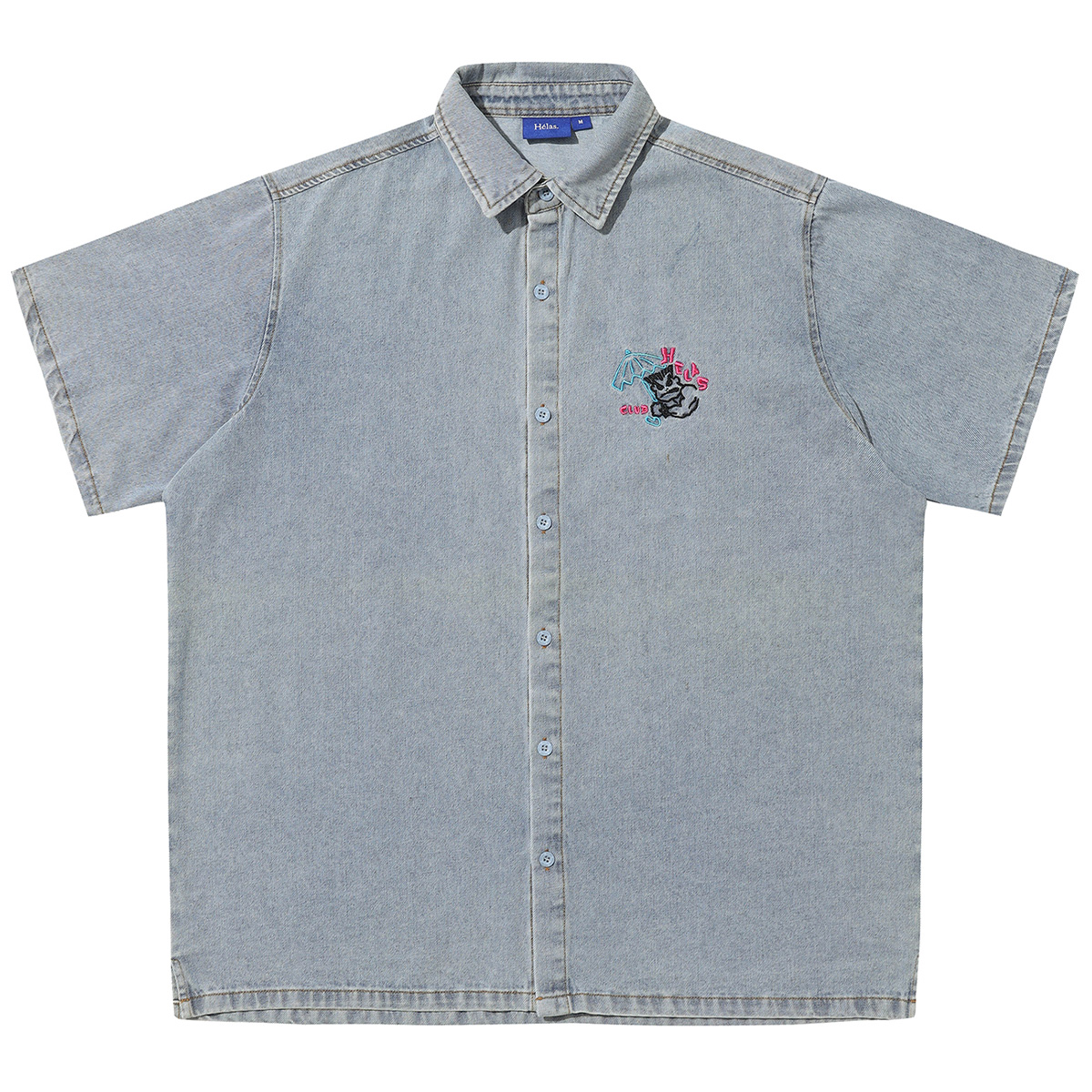 Helas Bad Washed Denim Shirt Light Blue Helas Bad Washed Denim Shirt Light Blue