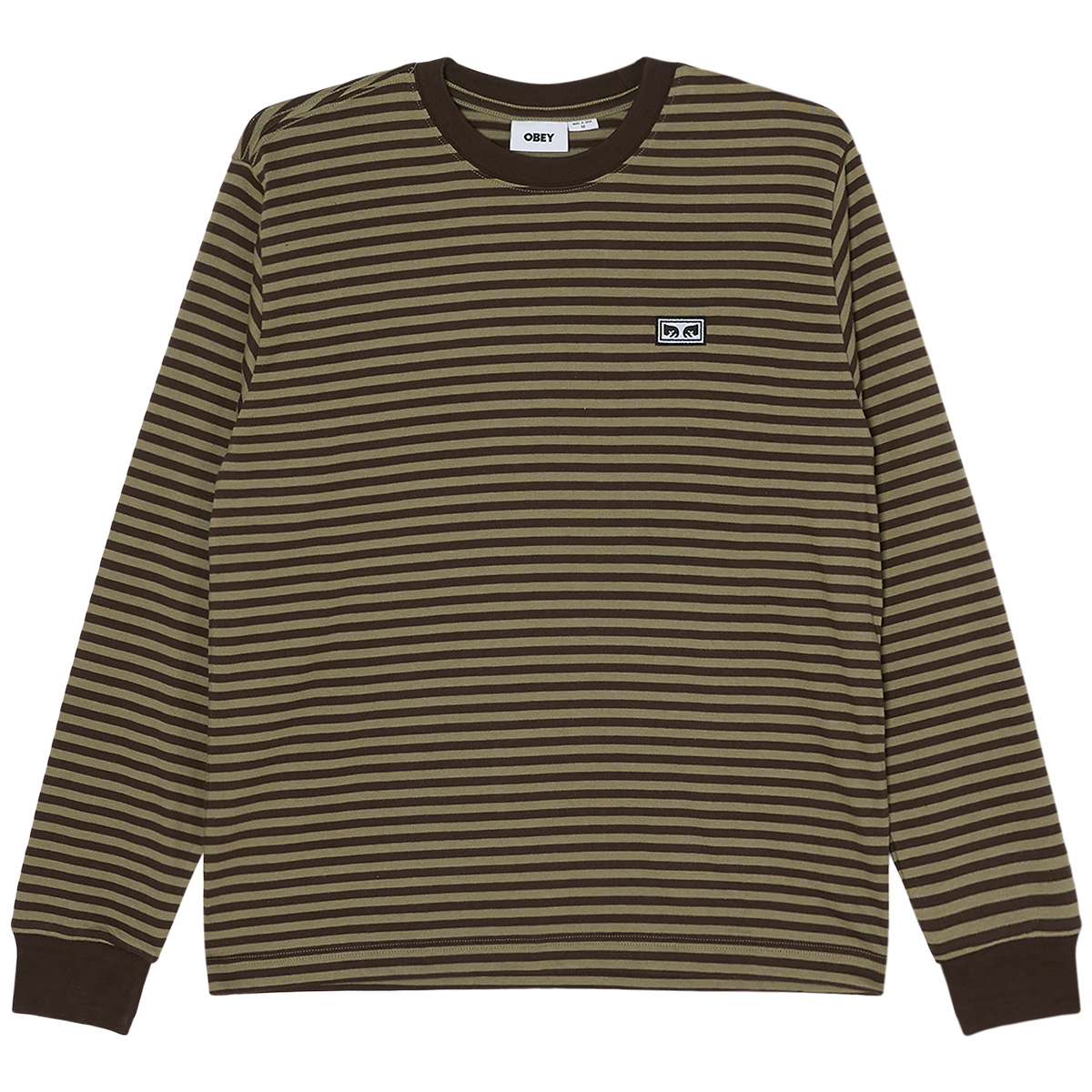 Obey Established Works Eyes Stripe Longsleeve T-Shirt Black Olive Mulit